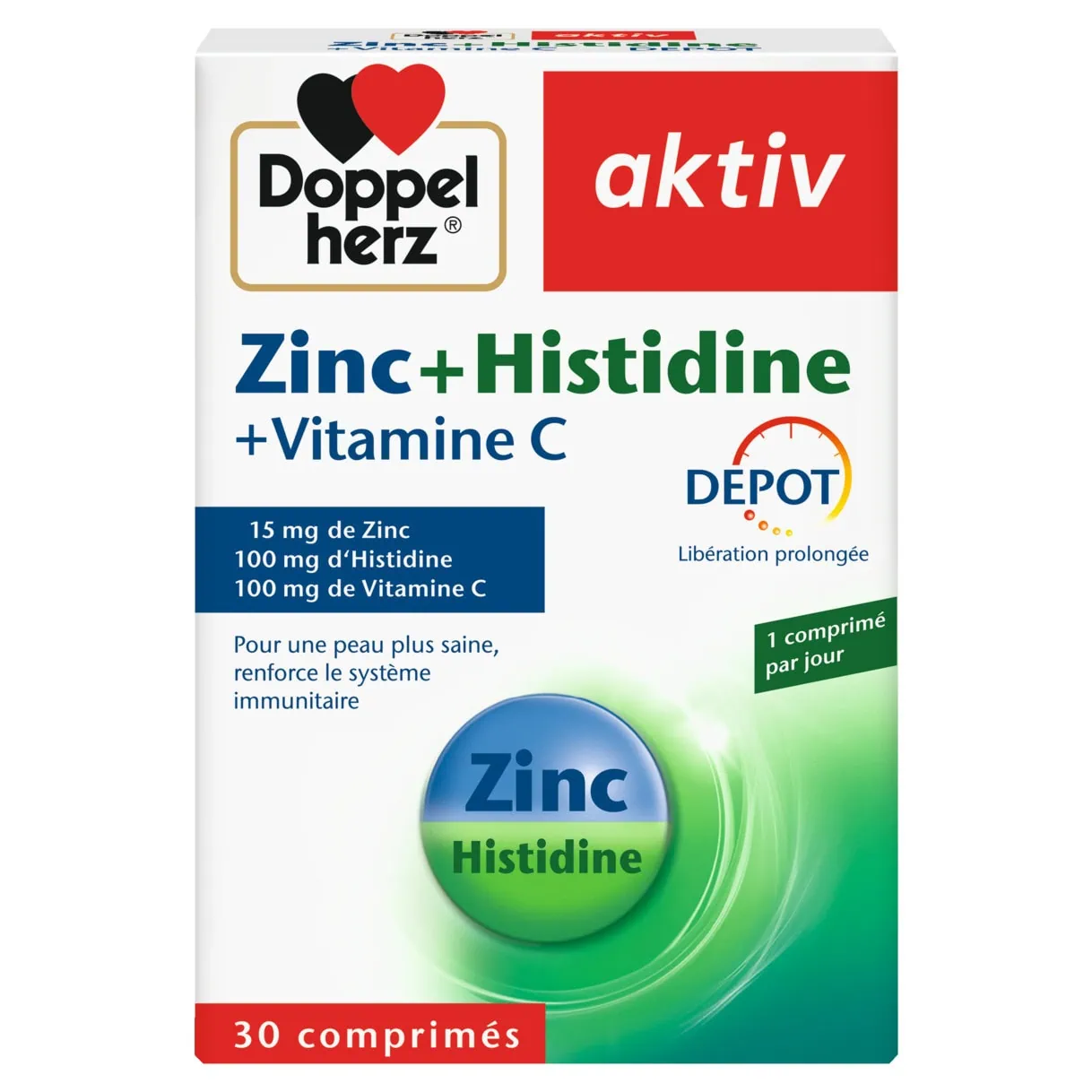 AKTIV Zinc + Histidine + Vitamine C 30 Comprimes