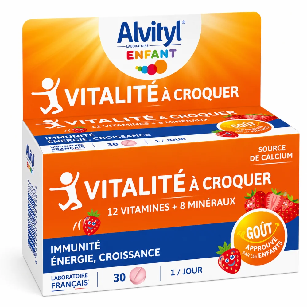 Alvityl Vitalité à Croquer Dès 4 Ans – 30 Comprimés