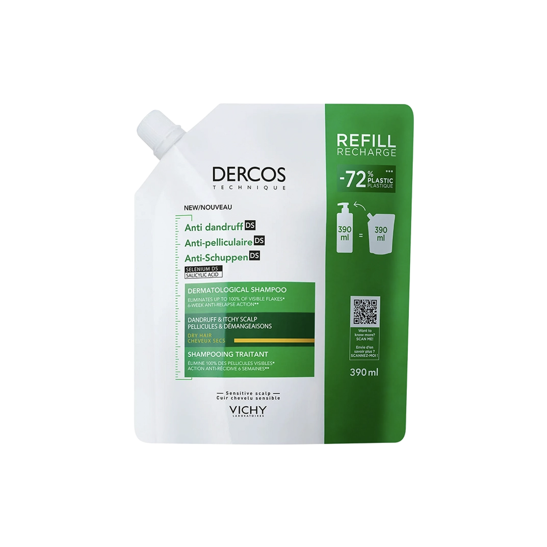 Dercos Anti Dandruff Refill Dry Vichy Dercos Shampooing Recharge Anti-Pelliculaire DS Cheveux Secs 390 ml