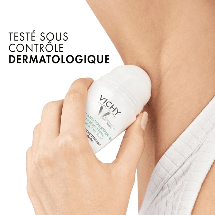 Vichy Déodorant Traitement Anti-Transpirant 48H – Transpiration Intense Vichy Traitement Anti-Transpirant 48H pour peaux sensibles